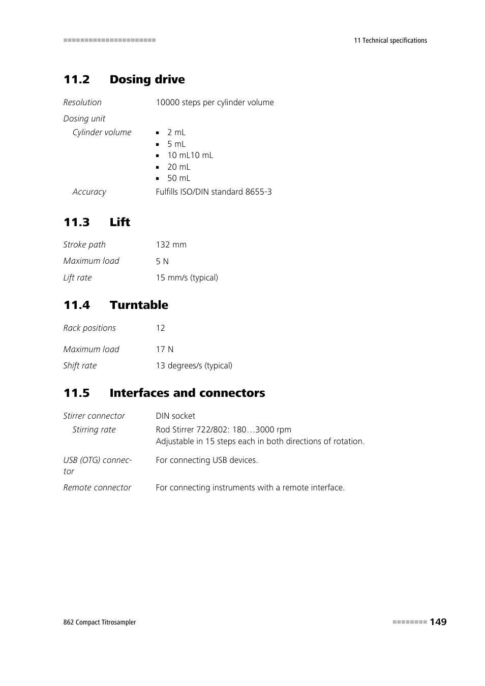 2 dosing drive, 3 lift, 4 turntable | 5 interfaces and connectors | Metrohm 862 Compact Titrosampler User Manual | Page 159 / 174