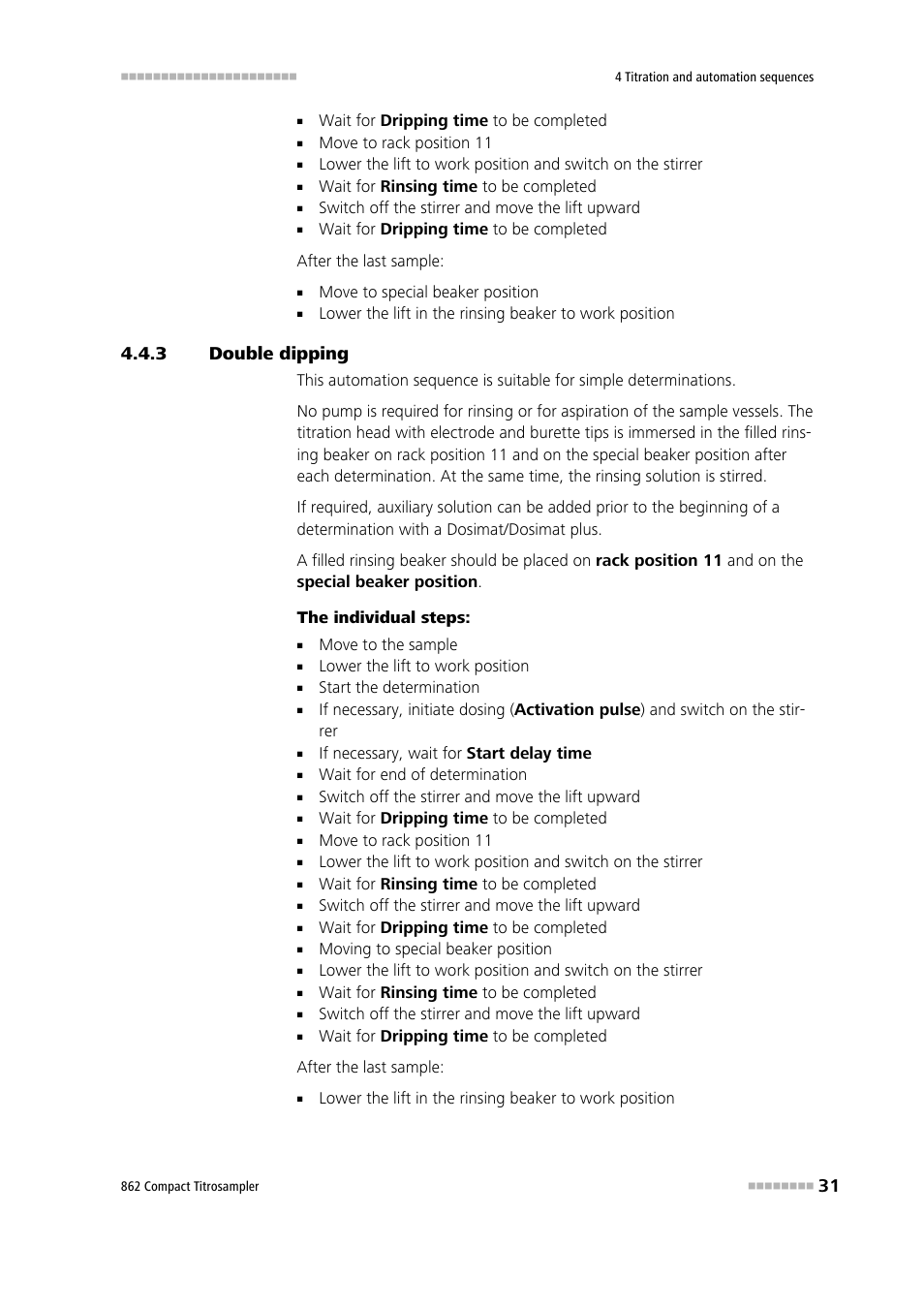 3 double dipping, Double dipping | Metrohm 862 Compact Titrosampler User Manual | Page 41 / 174