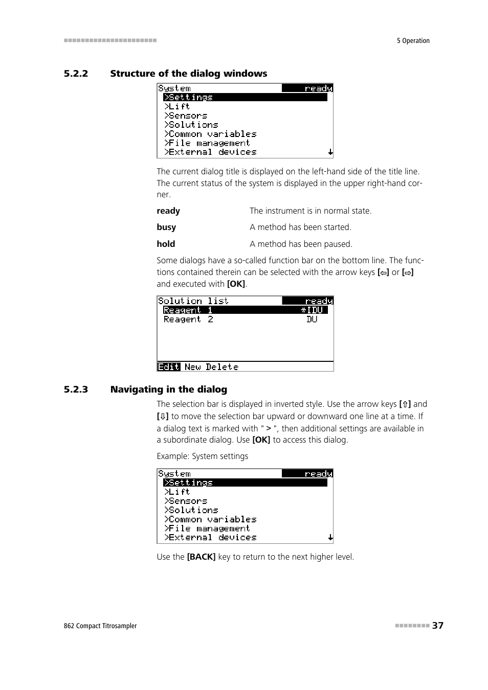 2 structure of the dialog windows, 3 navigating in the dialog, Structure of the dialog windows | Navigating in the dialog | Metrohm 862 Compact Titrosampler User Manual | Page 47 / 174