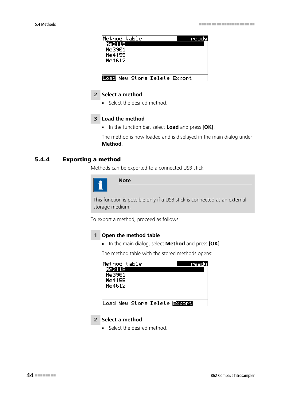 4 exporting a method, Exporting a method | Metrohm 862 Compact Titrosampler User Manual | Page 54 / 174