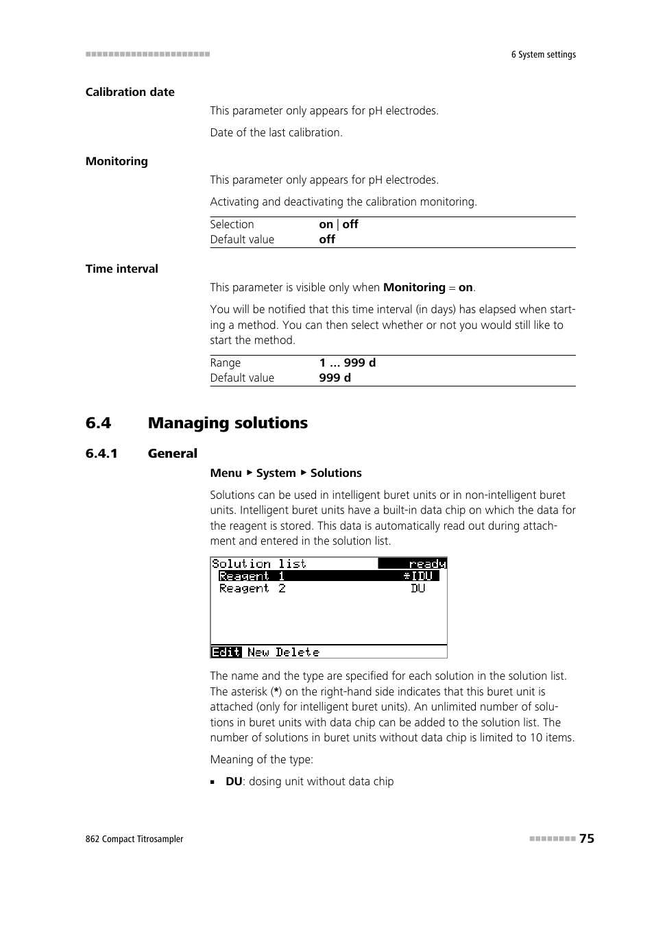 4 managing solutions, 1 general, Managing solutions | General | Metrohm 862 Compact Titrosampler User Manual | Page 85 / 174