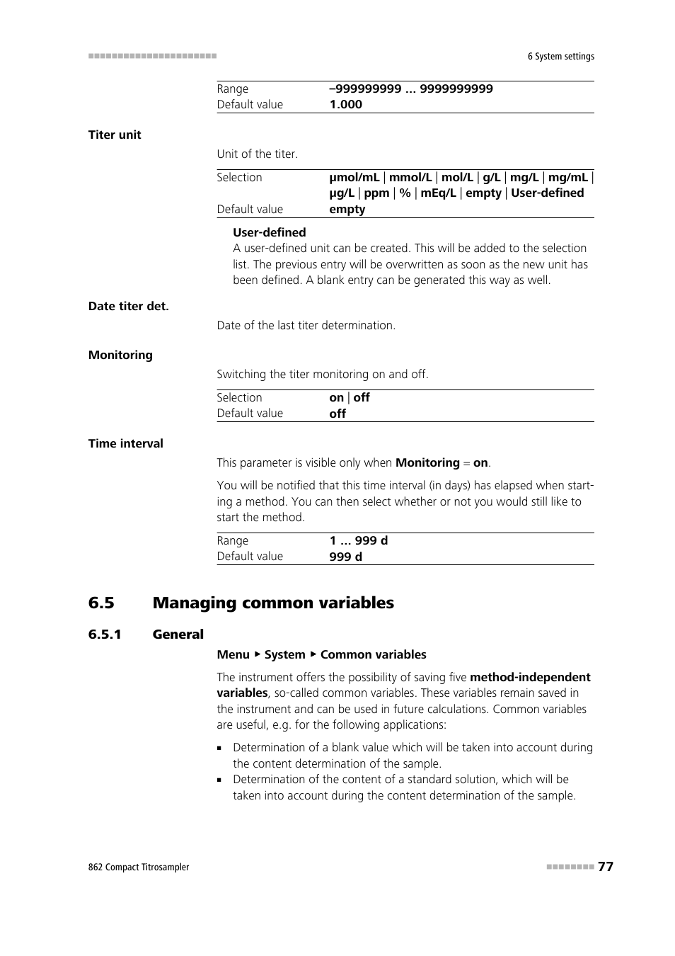5 managing common variables, 1 general, Managing common variables | General | Metrohm 862 Compact Titrosampler User Manual | Page 87 / 174