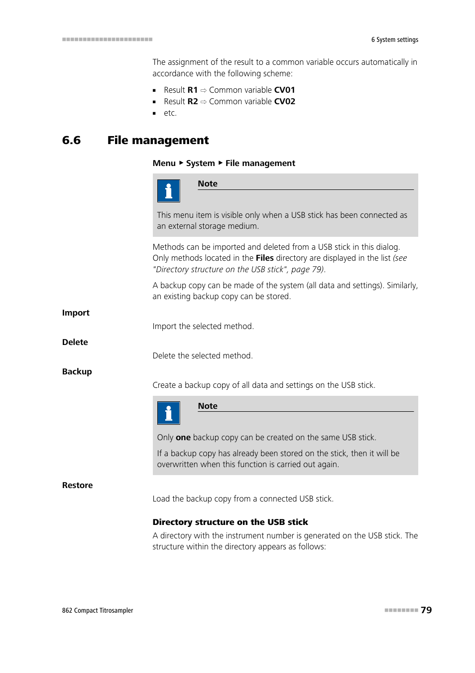 6 file management, File management | Metrohm 862 Compact Titrosampler User Manual | Page 89 / 174