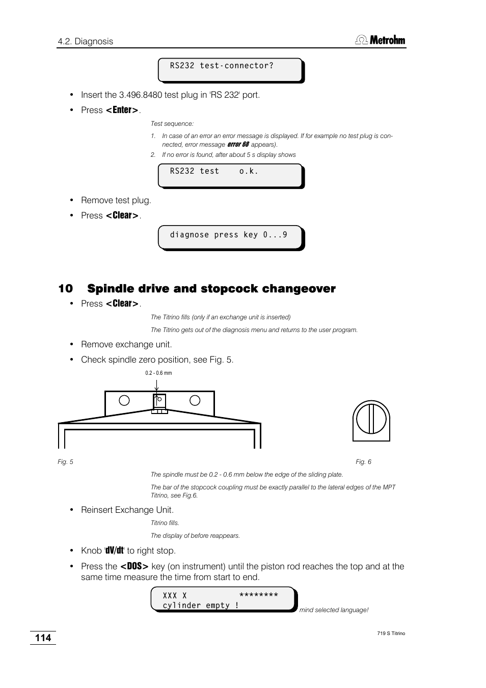 10 spindle drive and stopcock changeover | Metrohm 719 S Titrino User Manual | Page 118 / 152