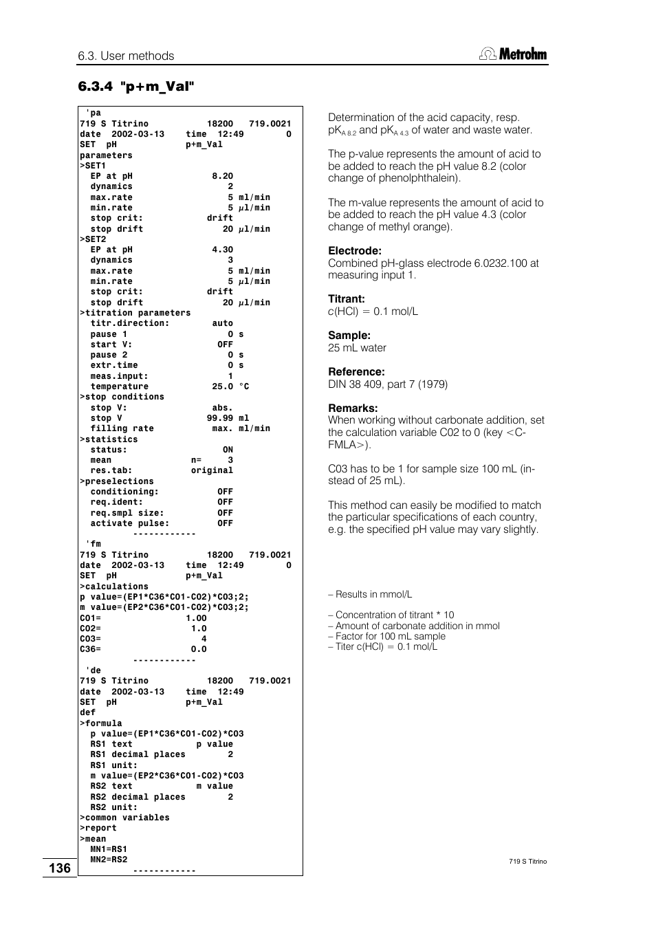 4 "p+m_val | Metrohm 719 S Titrino User Manual | Page 140 / 152