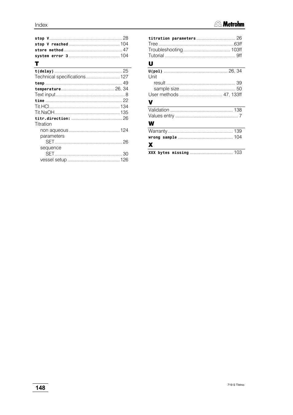 Metrohm 719 S Titrino User Manual | Page 152 / 152