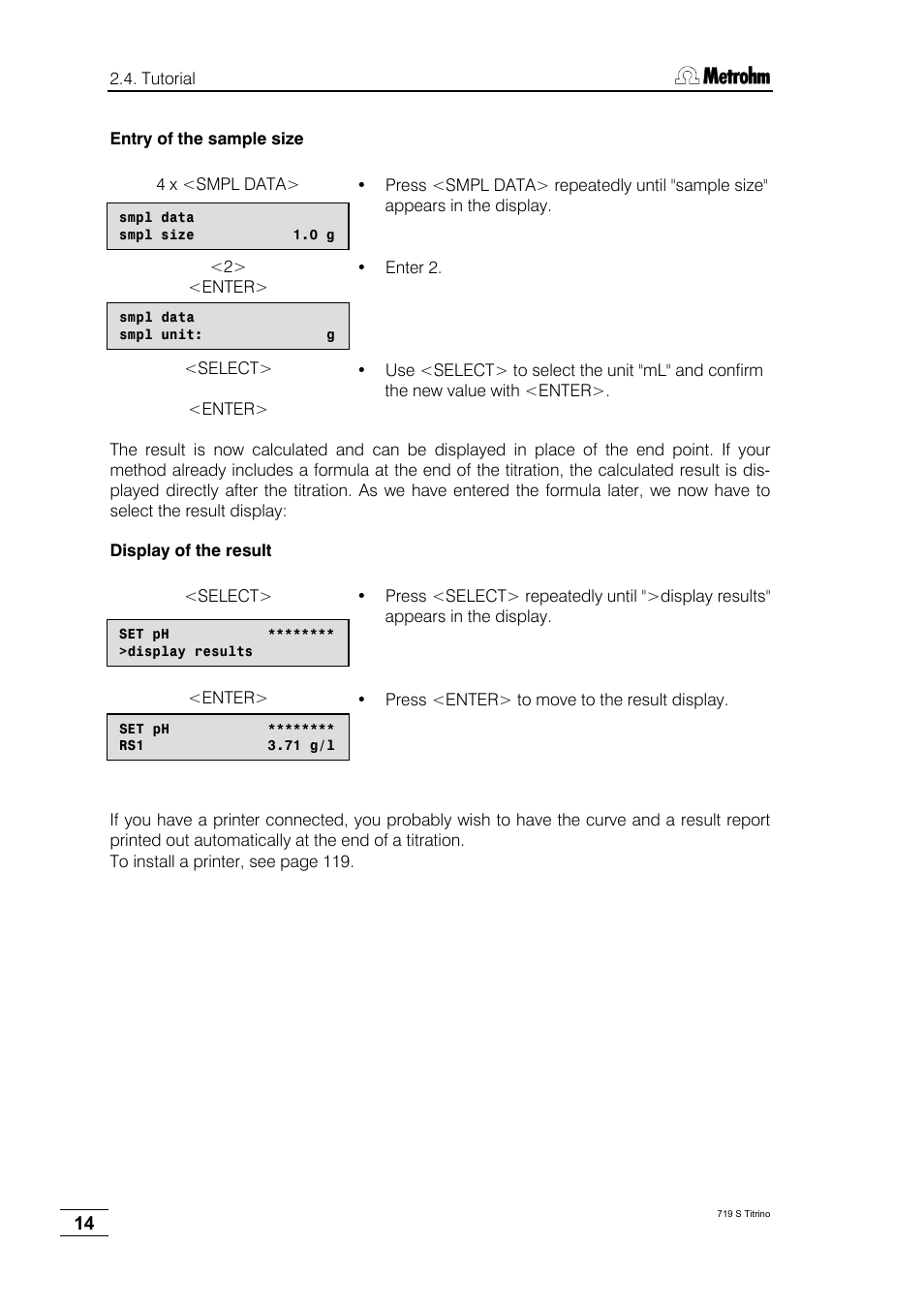 Metrohm 719 S Titrino User Manual | Page 18 / 152