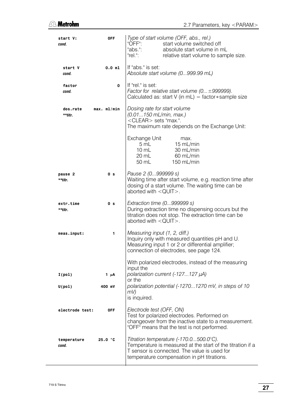 Metrohm 719 S Titrino User Manual | Page 31 / 152