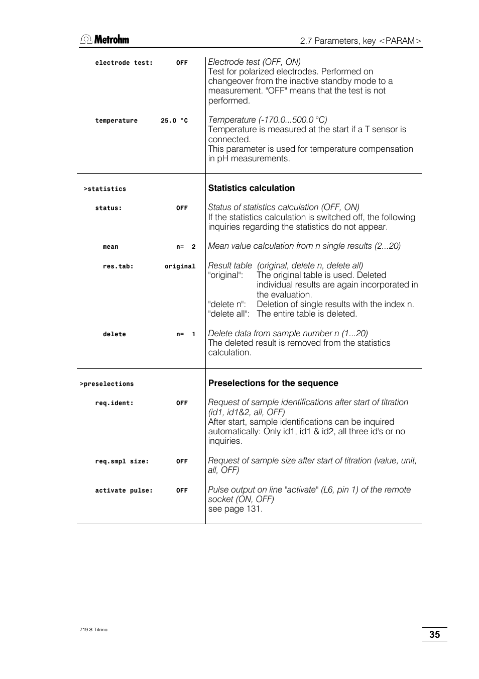 Metrohm 719 S Titrino User Manual | Page 39 / 152