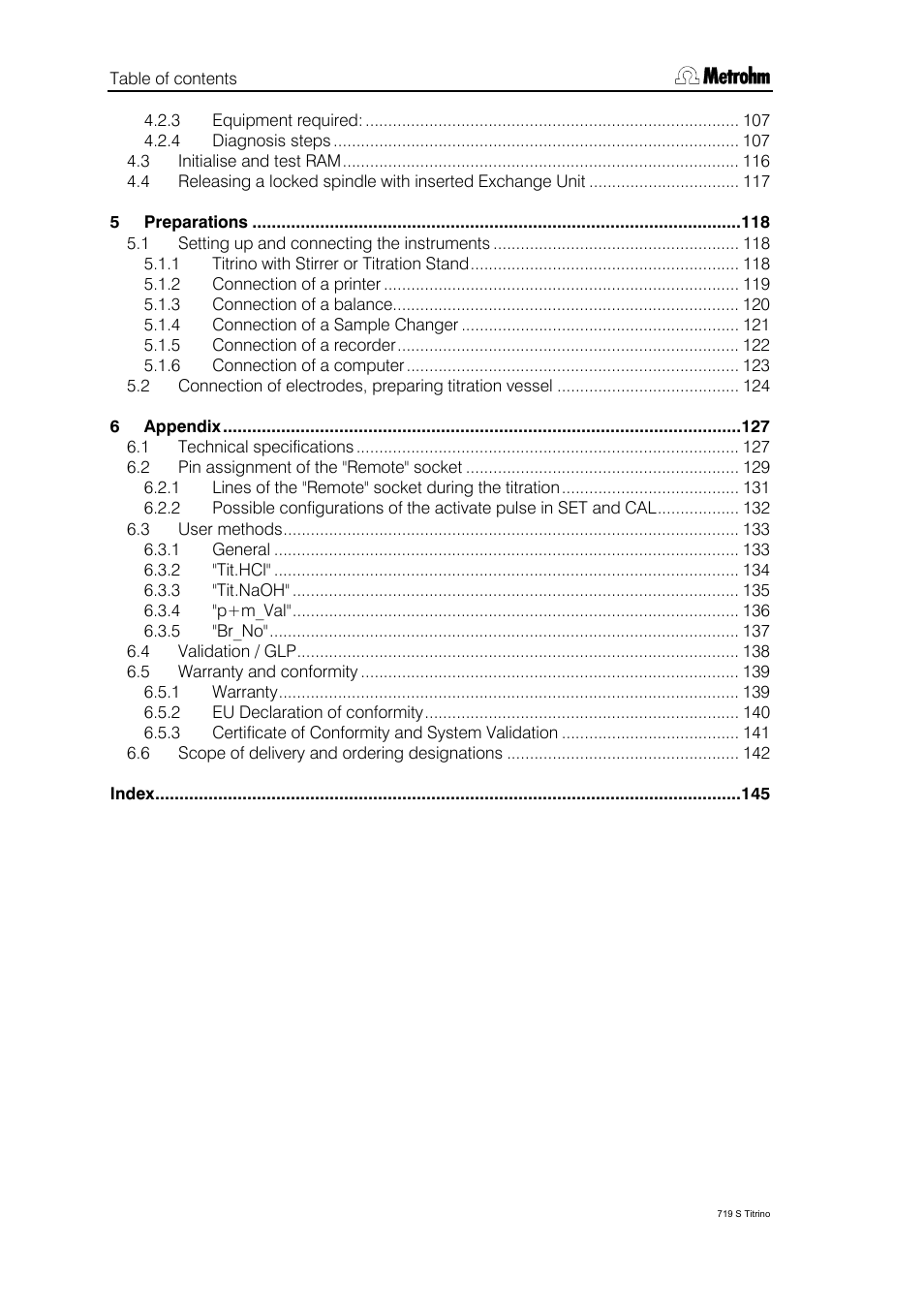 Metrohm 719 S Titrino User Manual | Page 4 / 152