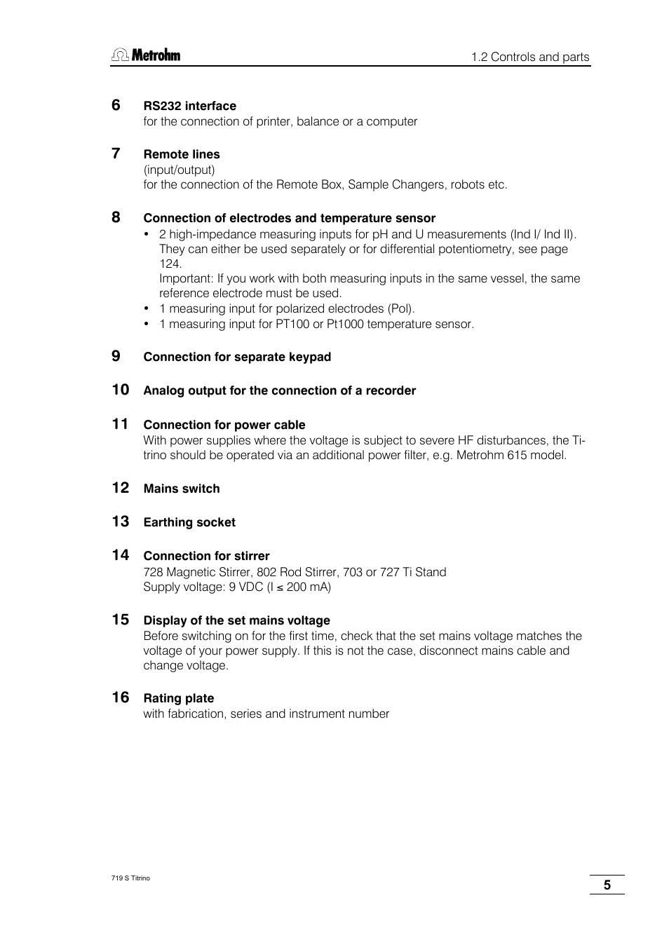 Metrohm 719 S Titrino User Manual | Page 9 / 152