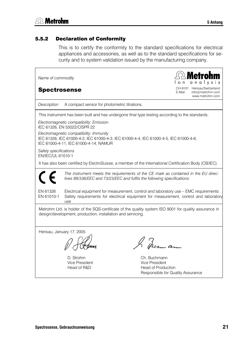 Spectrosense | Metrohm Spectrosense User Manual | Page 25 / 92