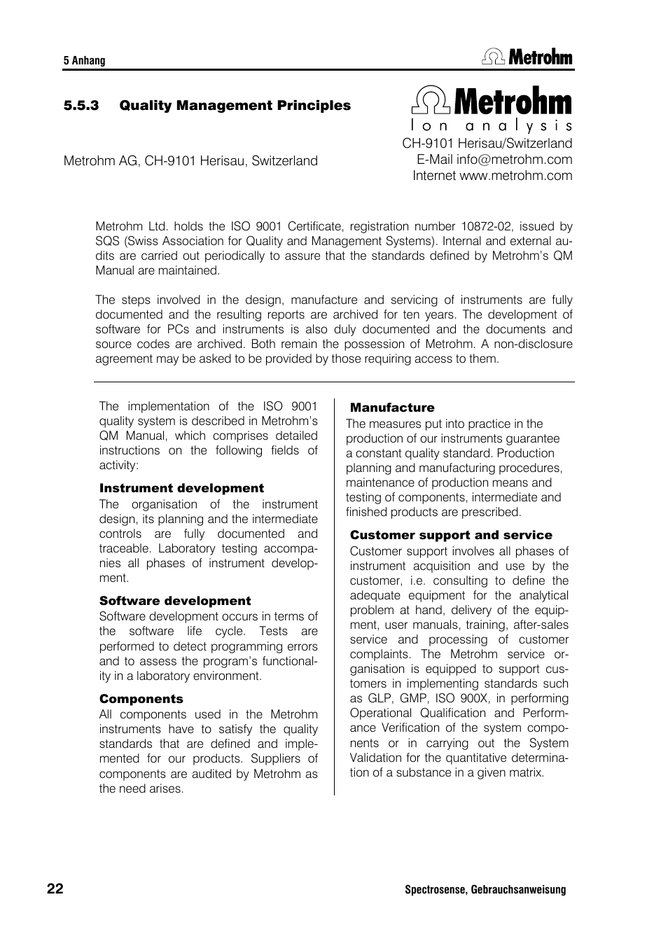 Metrohm Spectrosense User Manual | Page 26 / 92