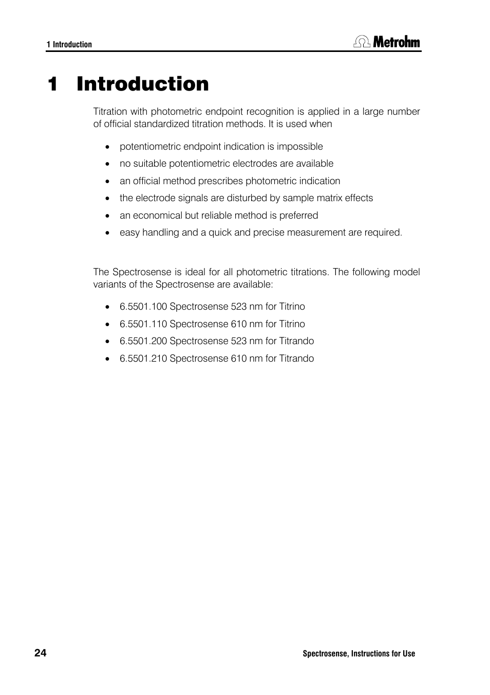 Introduction, 1 introduction | Metrohm Spectrosense User Manual | Page 28 / 92