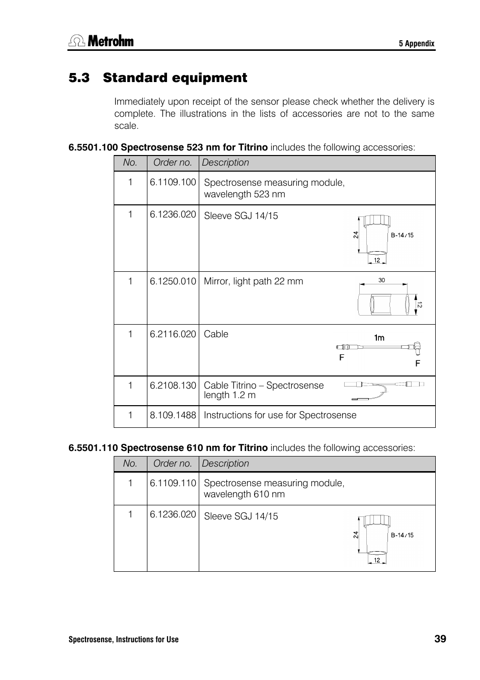 3 standard equipment | Metrohm Spectrosense User Manual | Page 43 / 92