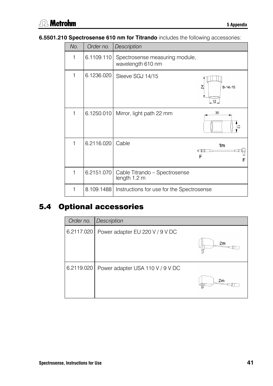 4 optional accessories | Metrohm Spectrosense User Manual | Page 45 / 92