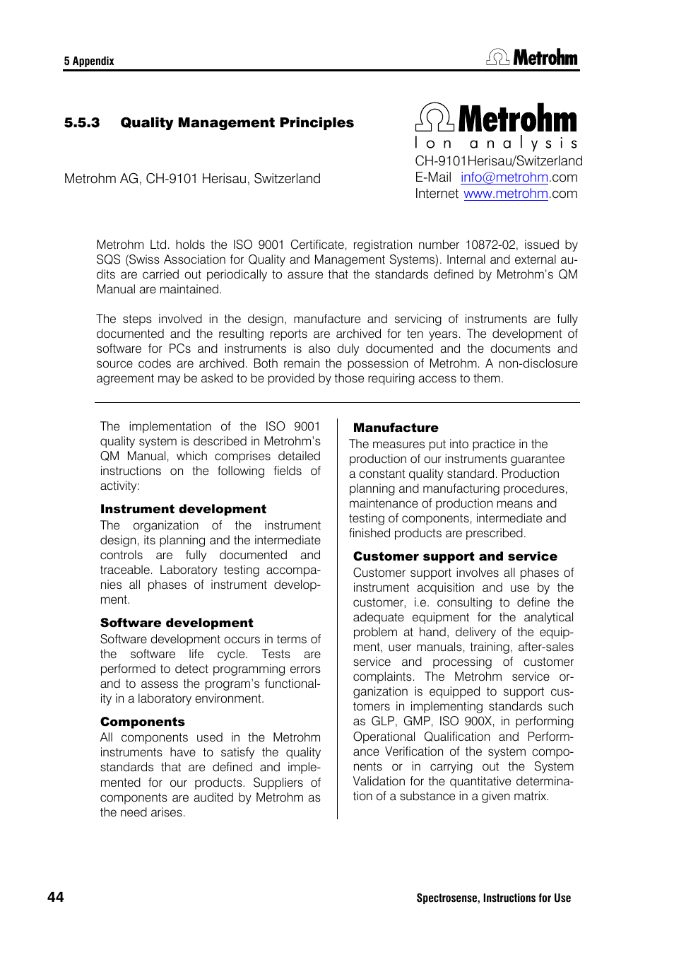 Metrohm Spectrosense User Manual | Page 48 / 92