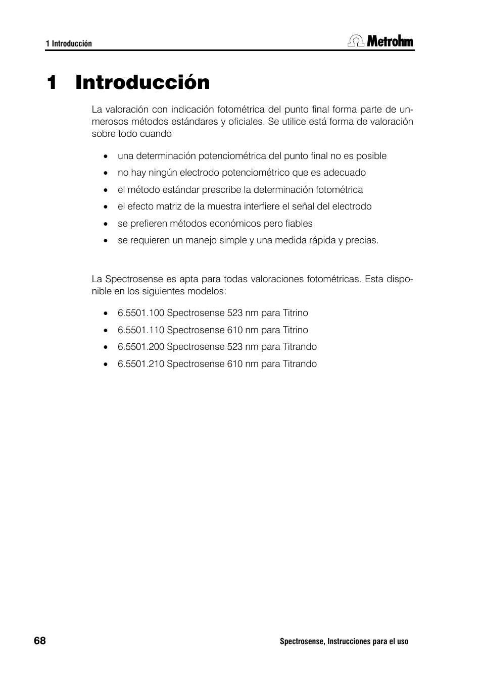 Introducción, 1 introducción | Metrohm Spectrosense User Manual | Page 72 / 92