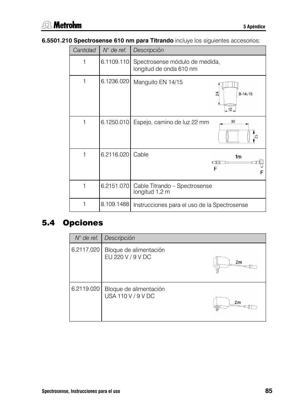 4 opciones | Metrohm Spectrosense User Manual | Page 89 / 92