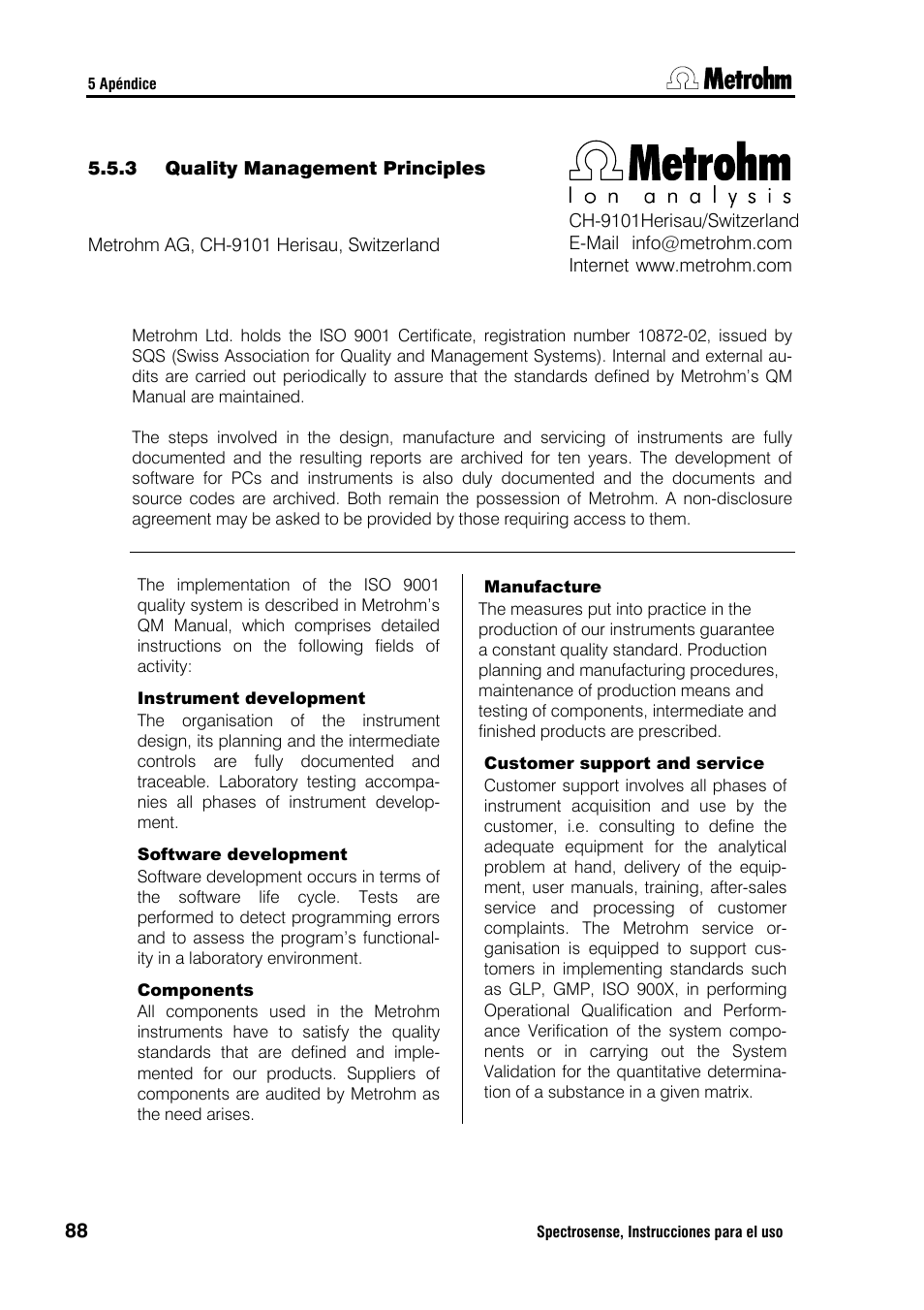 Metrohm Spectrosense User Manual | Page 92 / 92