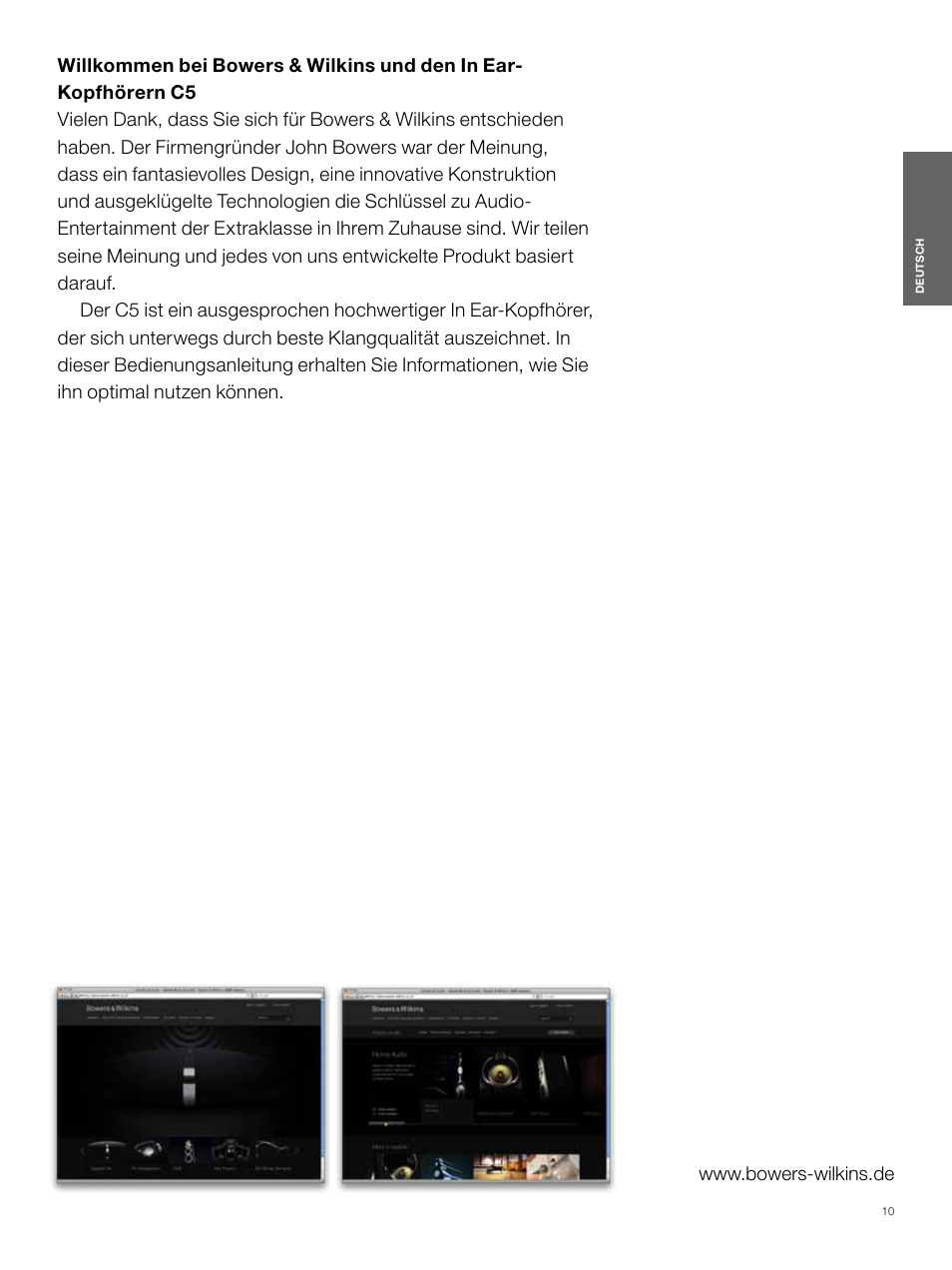 Deutsch | Bowers & Wilkins C5 User Manual | Page 10 / 65