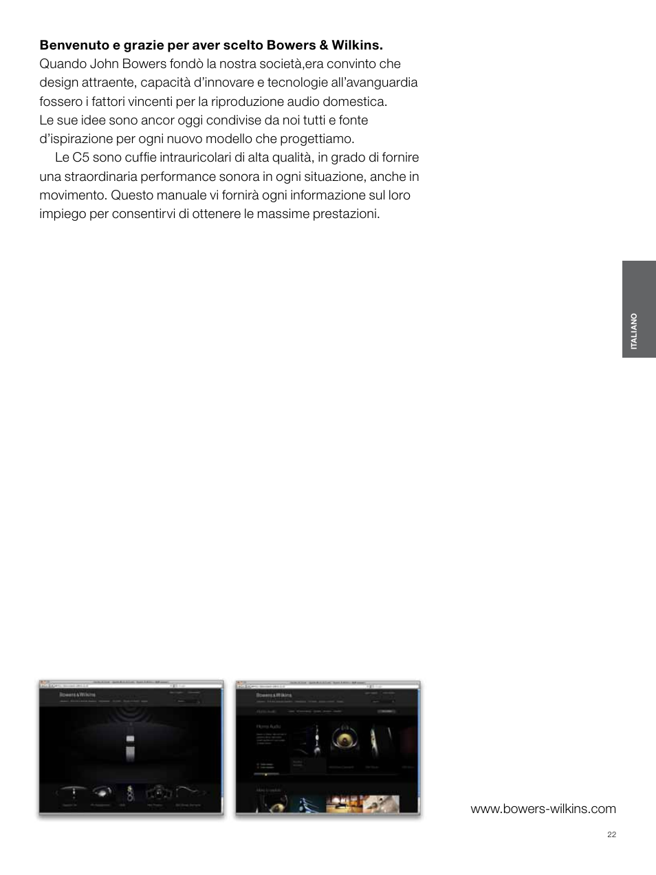 Italiano | Bowers & Wilkins C5 User Manual | Page 22 / 65