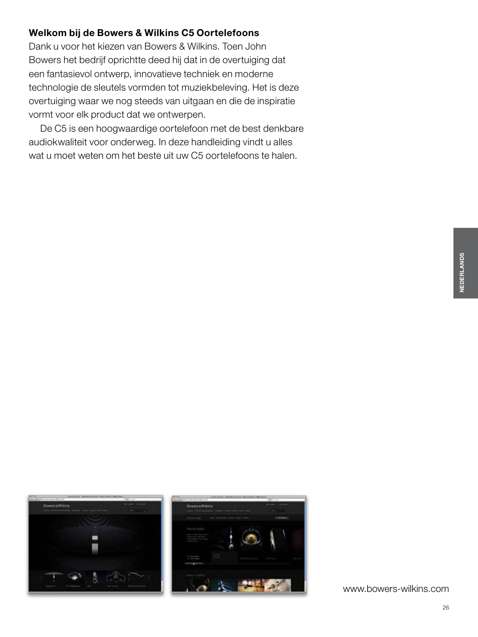 Nederlands | Bowers & Wilkins C5 User Manual | Page 26 / 65