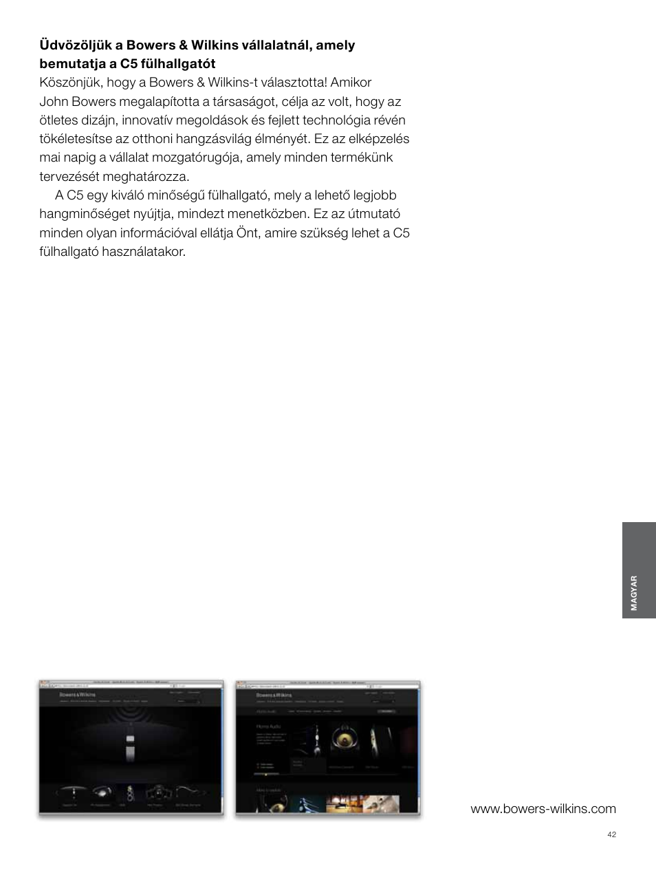 Magyar | Bowers & Wilkins C5 User Manual | Page 42 / 65