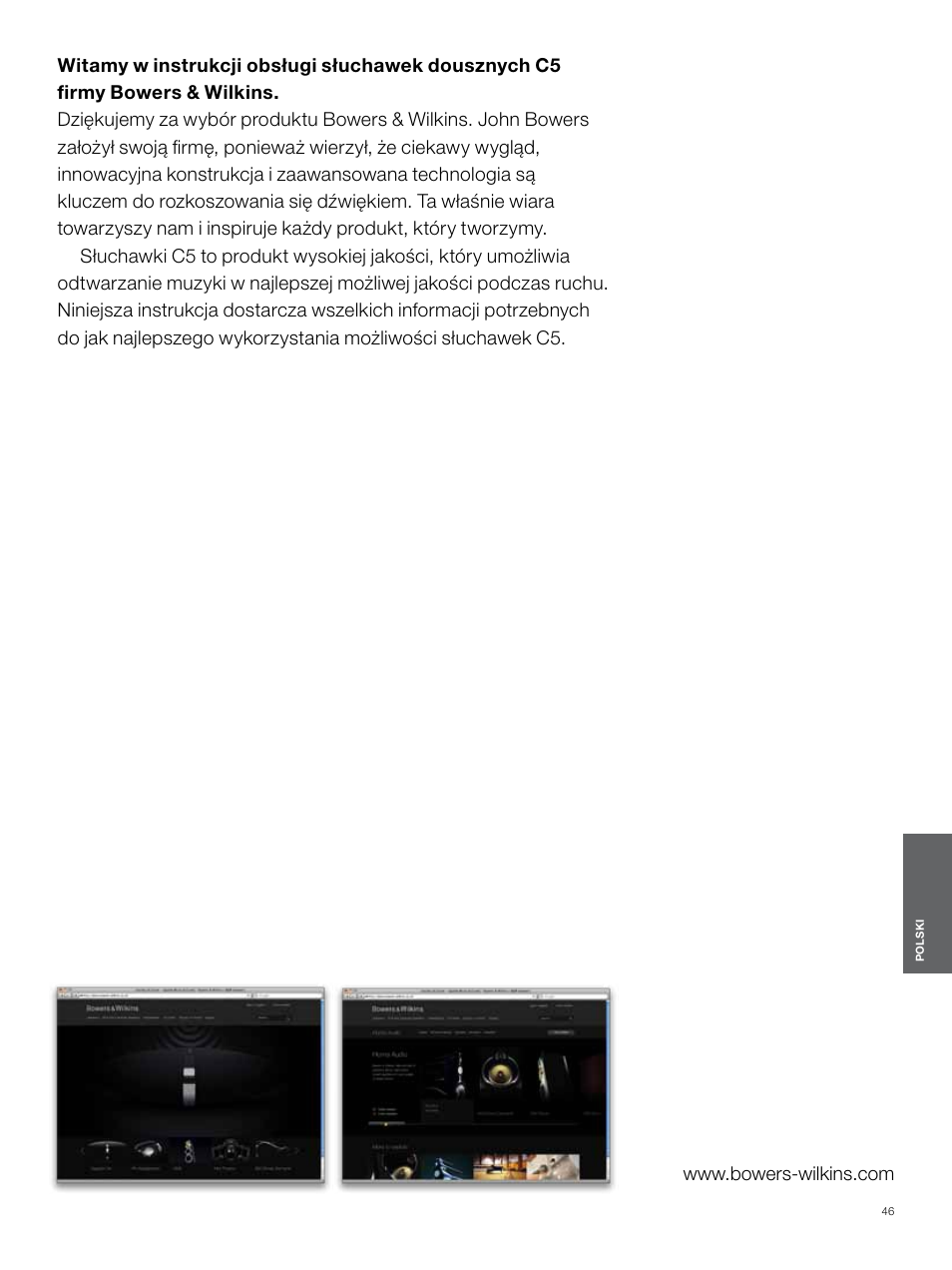 Polski | Bowers & Wilkins C5 User Manual | Page 46 / 65
