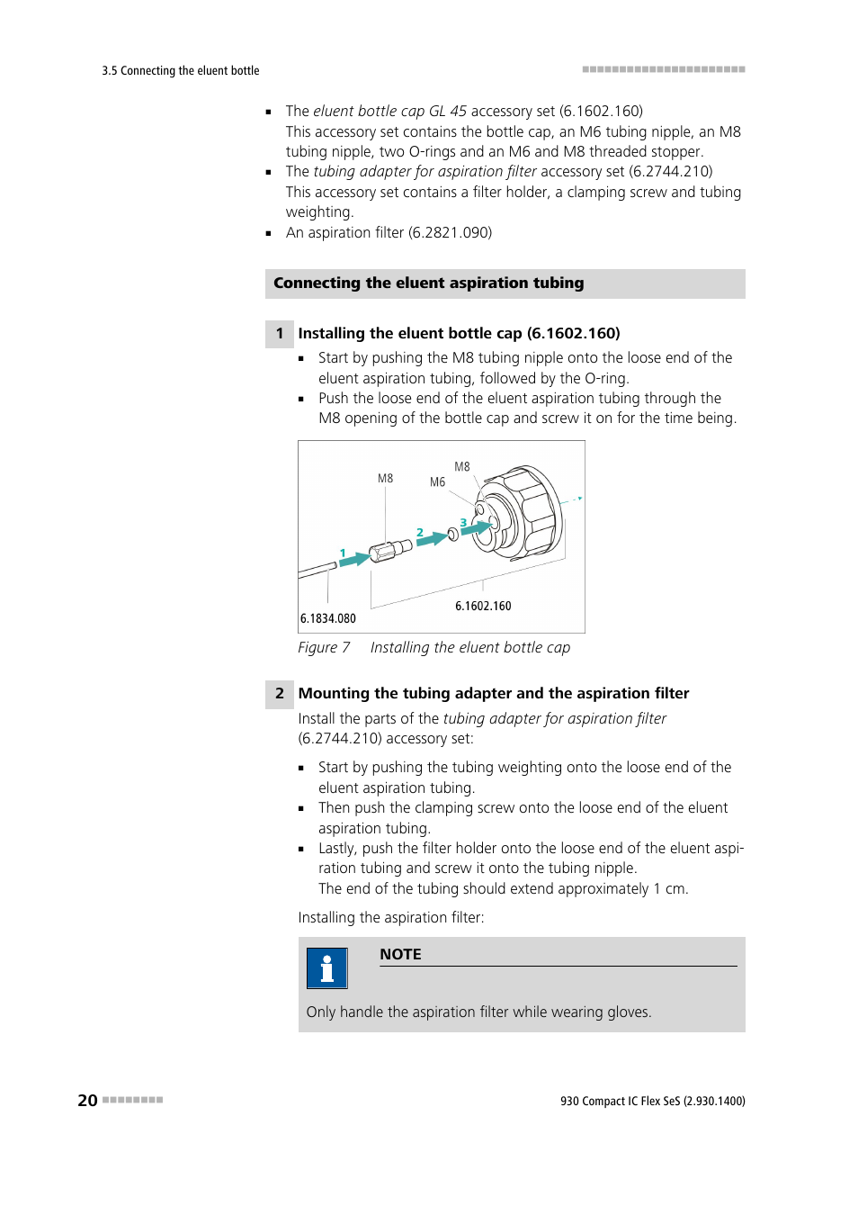 Figure 7, Installing the eluent bottle cap | Metrohm 930 Compact IC Flex SeS User Manual | Page 28 / 109