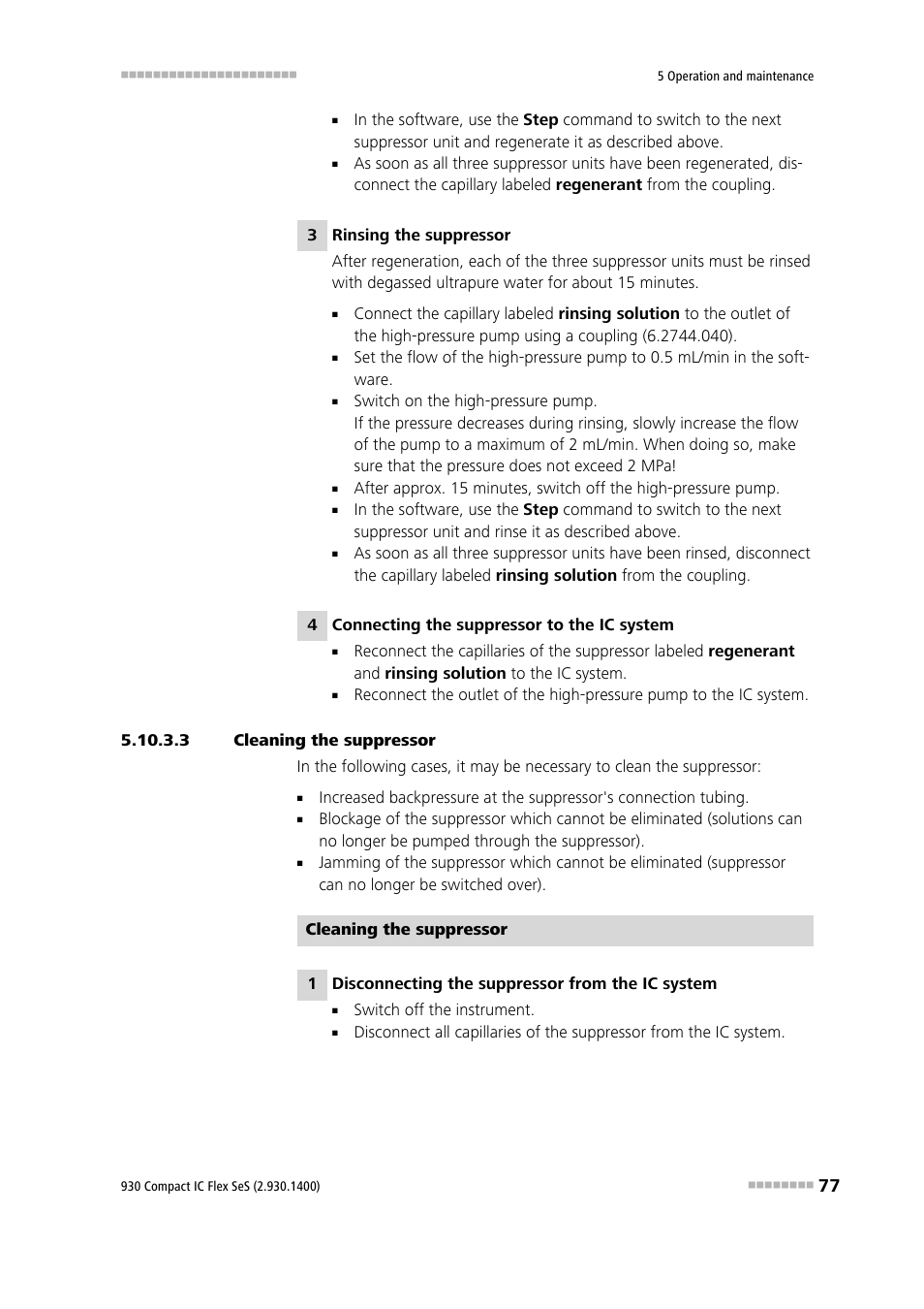 3 cleaning the suppressor | Metrohm 930 Compact IC Flex SeS User Manual | Page 85 / 109