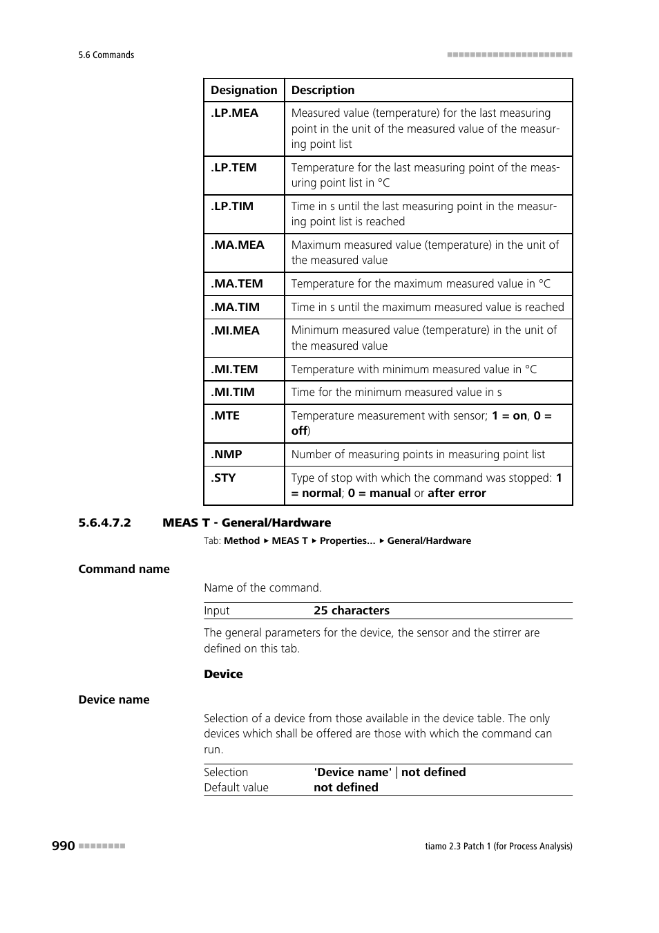 2 meas t - general/hardware, General/hardware | Metrohm tiamo 2.3 Patch 1 (process analysis) User Manual | Page 1006 / 1795