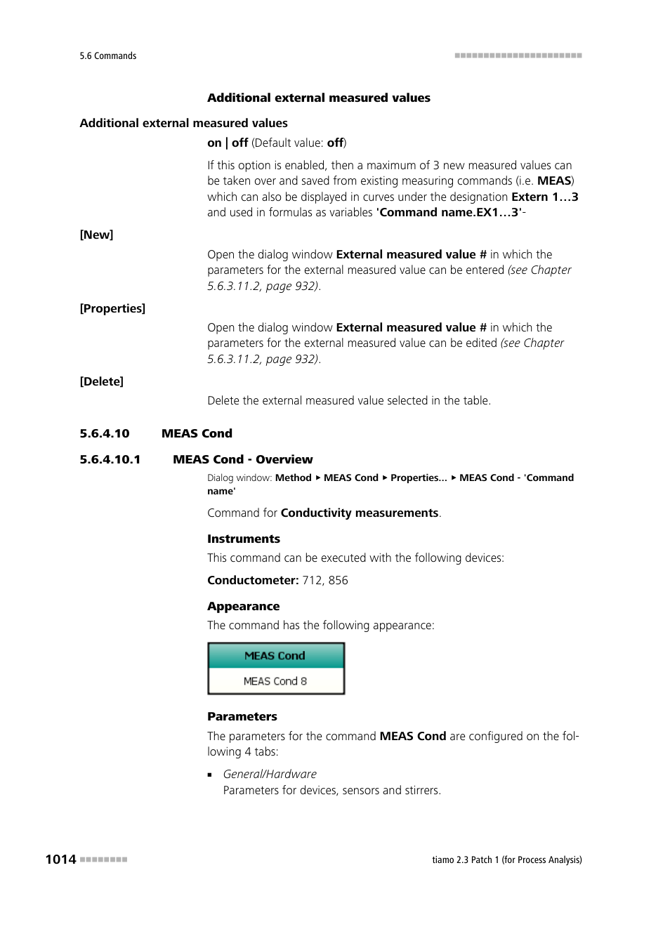 10 meas cond, 1 meas cond - overview, Meas cond | Metrohm tiamo 2.3 Patch 1 (process analysis) User Manual | Page 1030 / 1795