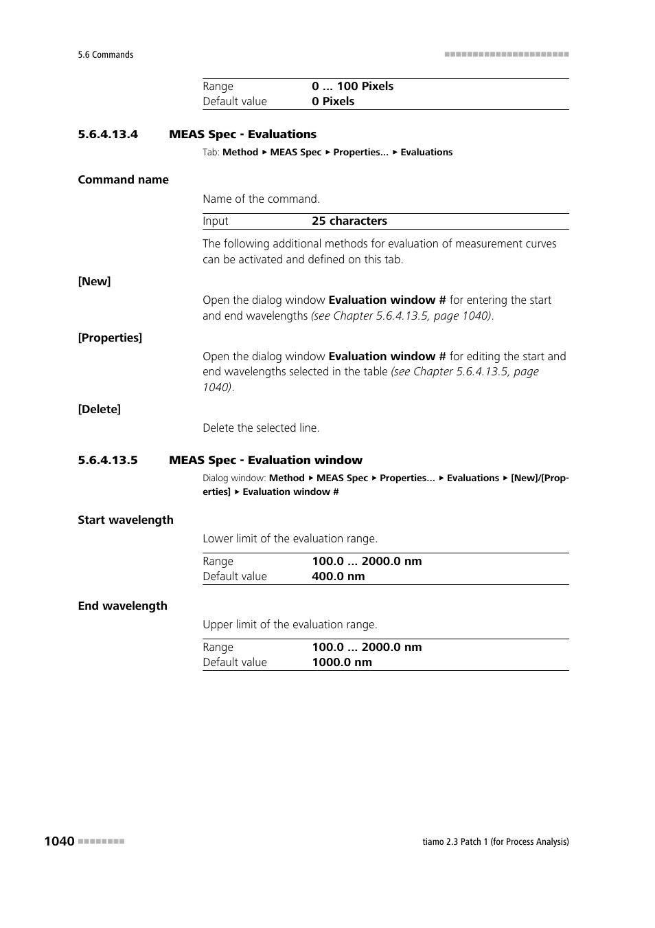 4 meas spec - evaluations, 5 meas spec - evaluation window | Metrohm tiamo 2.3 Patch 1 (process analysis) User Manual | Page 1056 / 1795