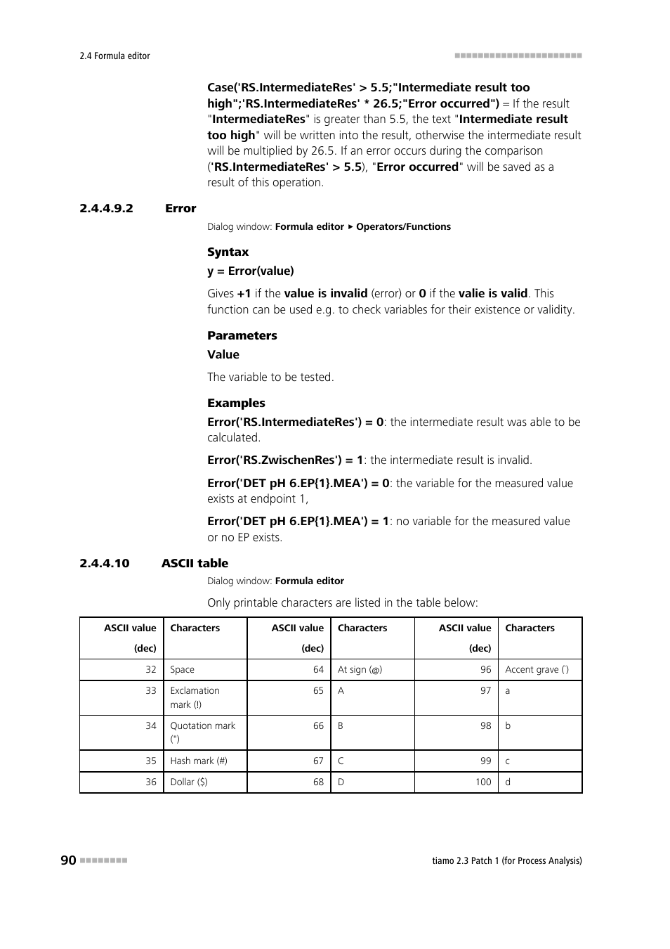 2 error, 10 ascii table | Metrohm tiamo 2.3 Patch 1 (process analysis) User Manual | Page 106 / 1795