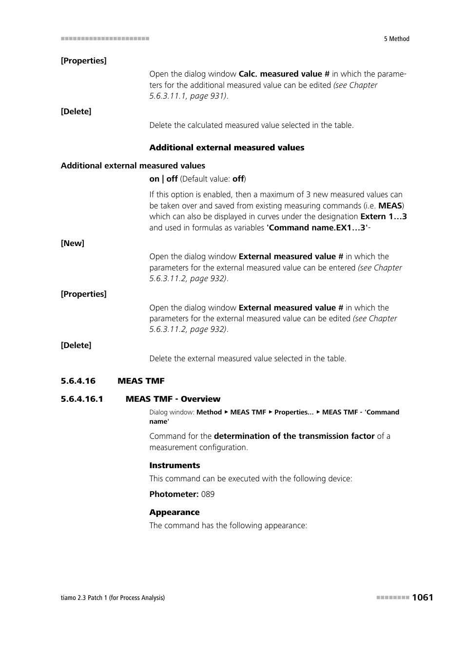 16 meas tmf, 1 meas tmf - overview, Meas tmf | Metrohm tiamo 2.3 Patch 1 (process analysis) User Manual | Page 1077 / 1795