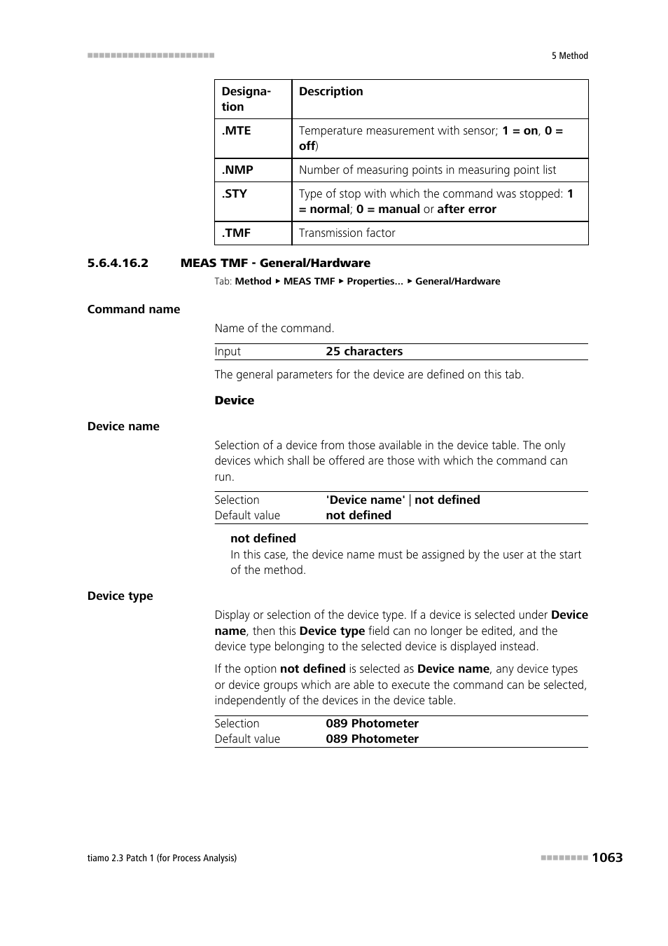 2 meas tmf - general/hardware | Metrohm tiamo 2.3 Patch 1 (process analysis) User Manual | Page 1079 / 1795