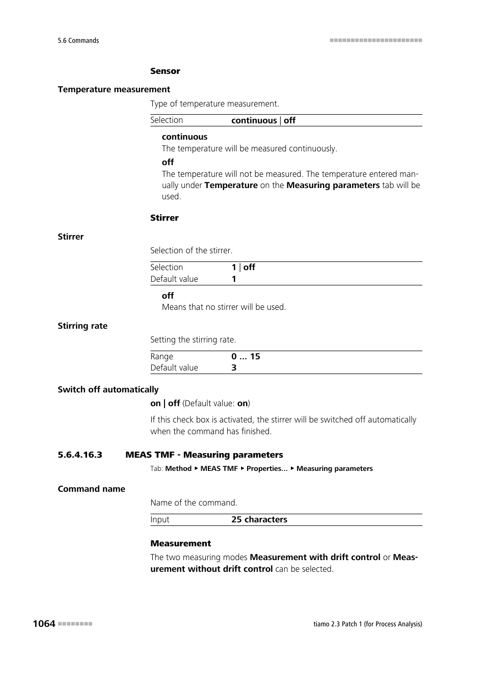 3 meas tmf - measuring parameters | Metrohm tiamo 2.3 Patch 1 (process analysis) User Manual | Page 1080 / 1795