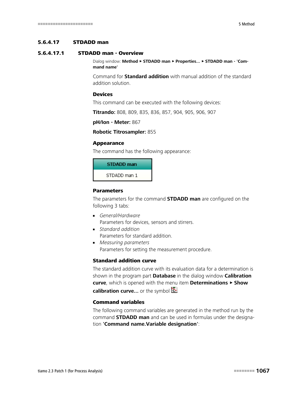 17 stdadd man, 1 stdadd man - overview, Stdadd man | Metrohm tiamo 2.3 Patch 1 (process analysis) User Manual | Page 1083 / 1795