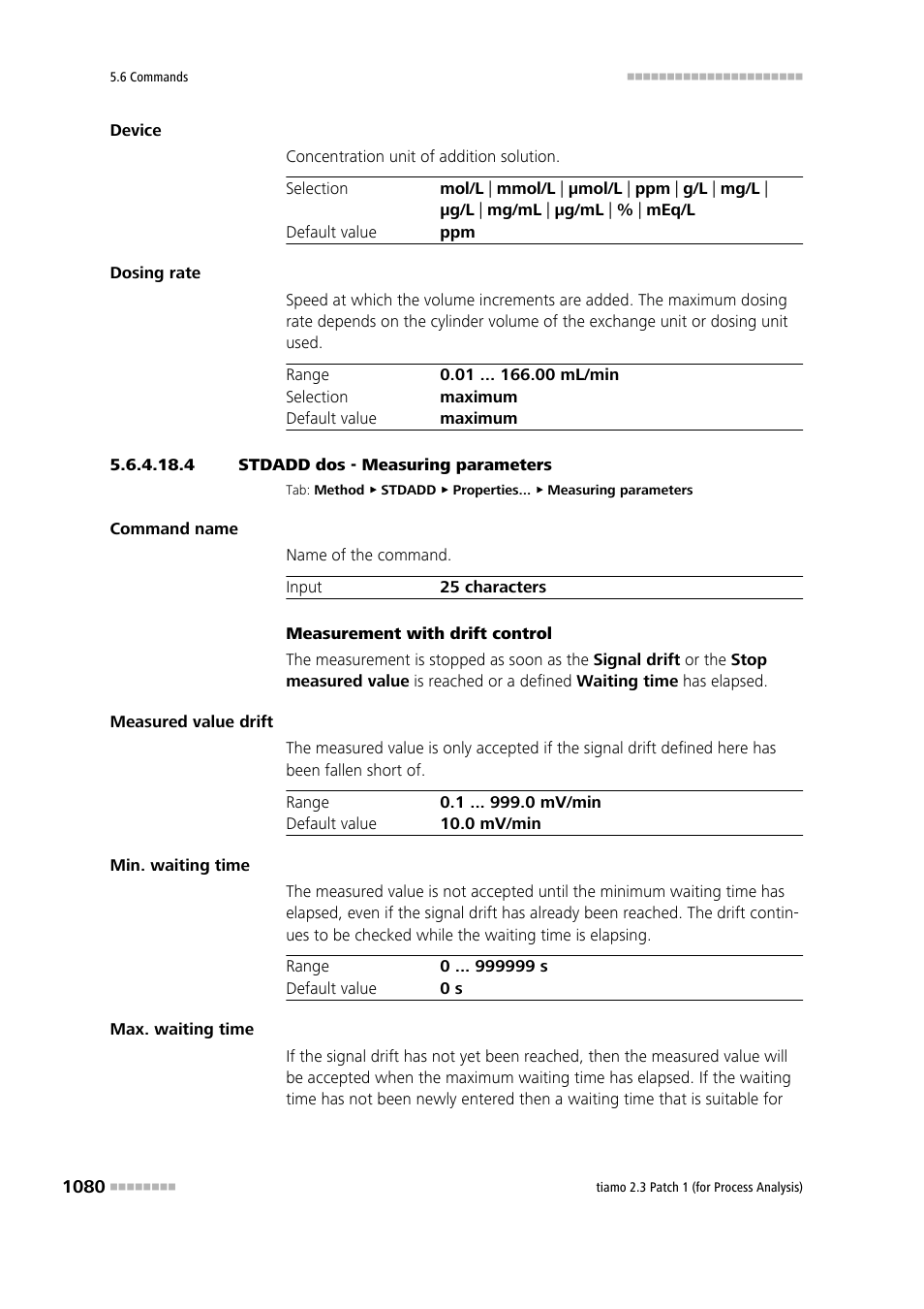 4 stdadd dos - measuring parameters | Metrohm tiamo 2.3 Patch 1 (process analysis) User Manual | Page 1096 / 1795