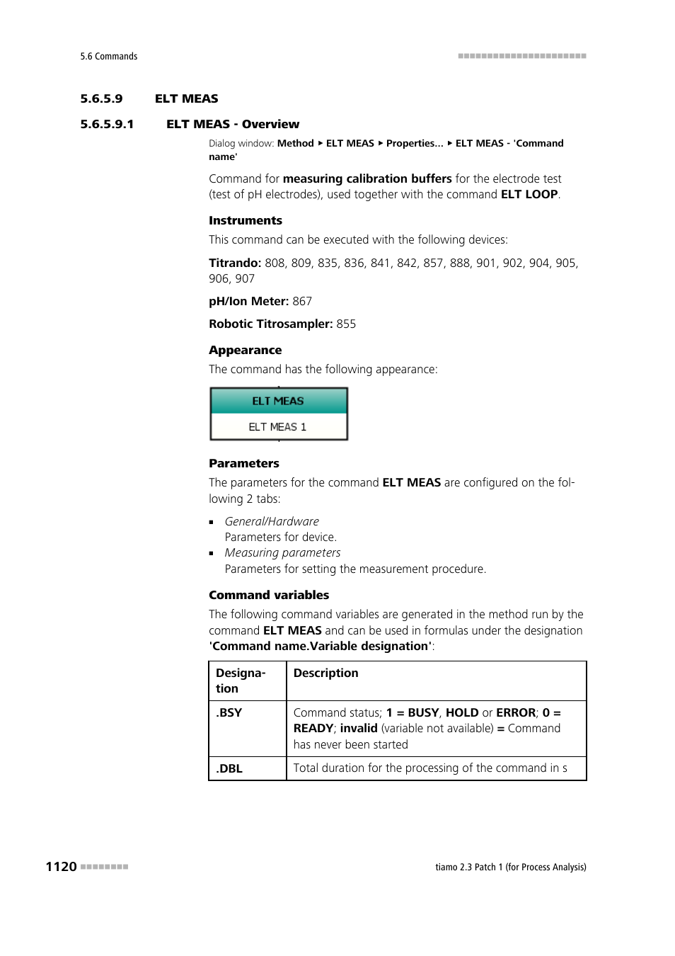9 elt meas, 1 elt meas - overview, Elt meas | Metrohm tiamo 2.3 Patch 1 (process analysis) User Manual | Page 1136 / 1795