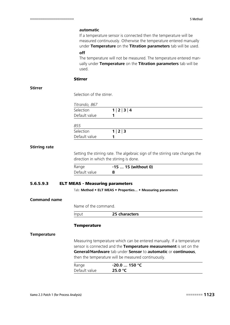 3 elt meas - measuring parameters | Metrohm tiamo 2.3 Patch 1 (process analysis) User Manual | Page 1139 / 1795