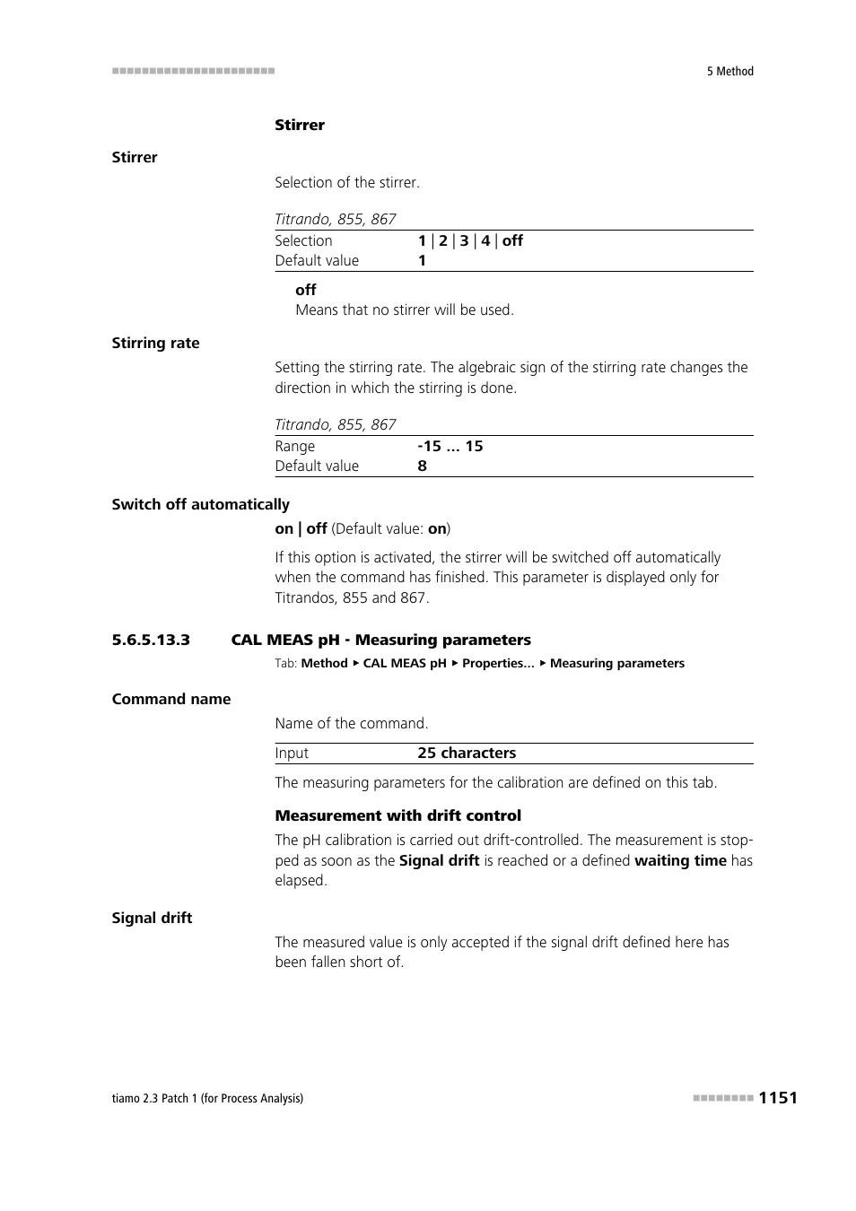 3 cal meas ph - measuring parameters | Metrohm tiamo 2.3 Patch 1 (process analysis) User Manual | Page 1167 / 1795