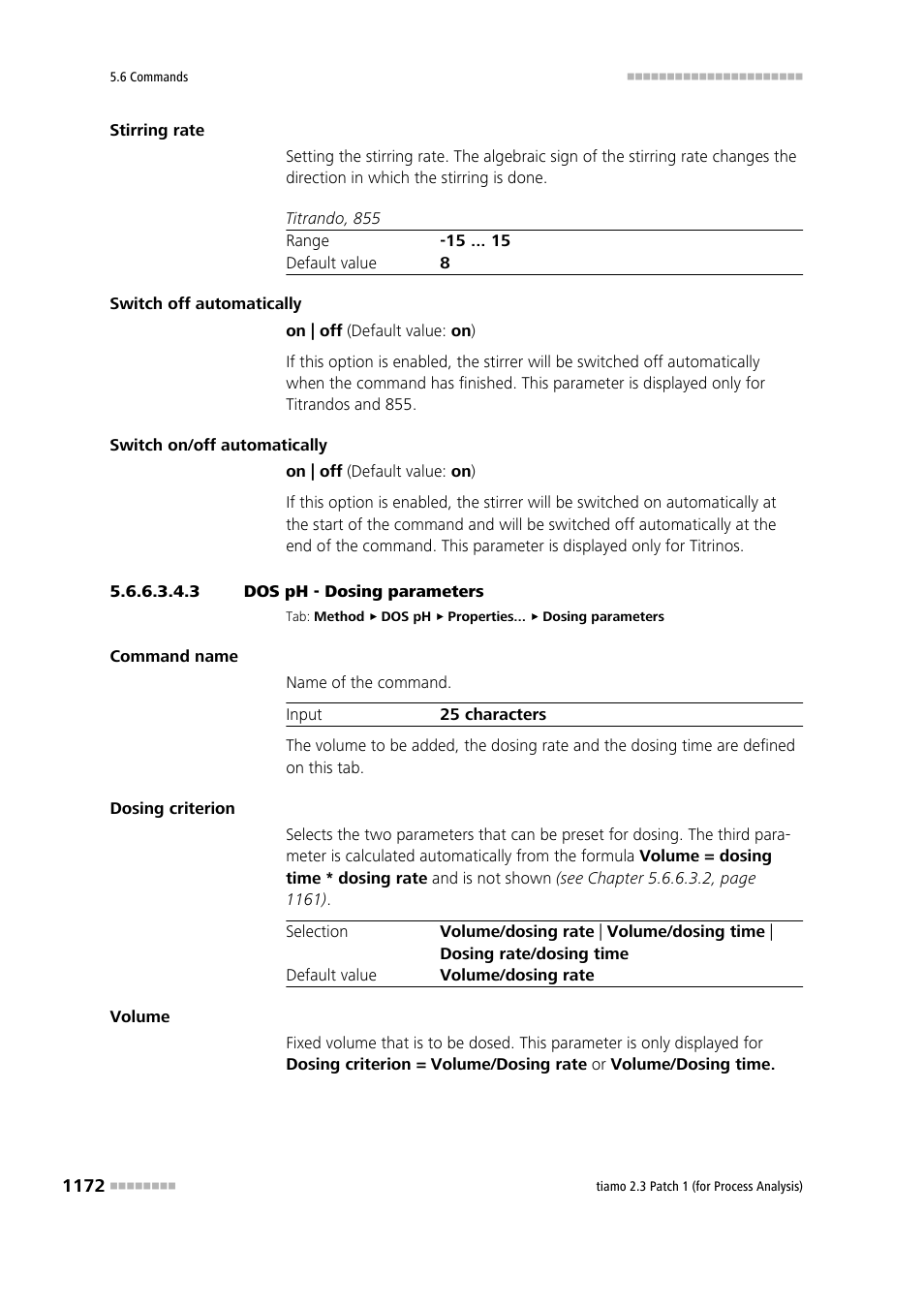 3 dos ph - dosing parameters, Dosing parameters | Metrohm tiamo 2.3 Patch 1 (process analysis) User Manual | Page 1188 / 1795