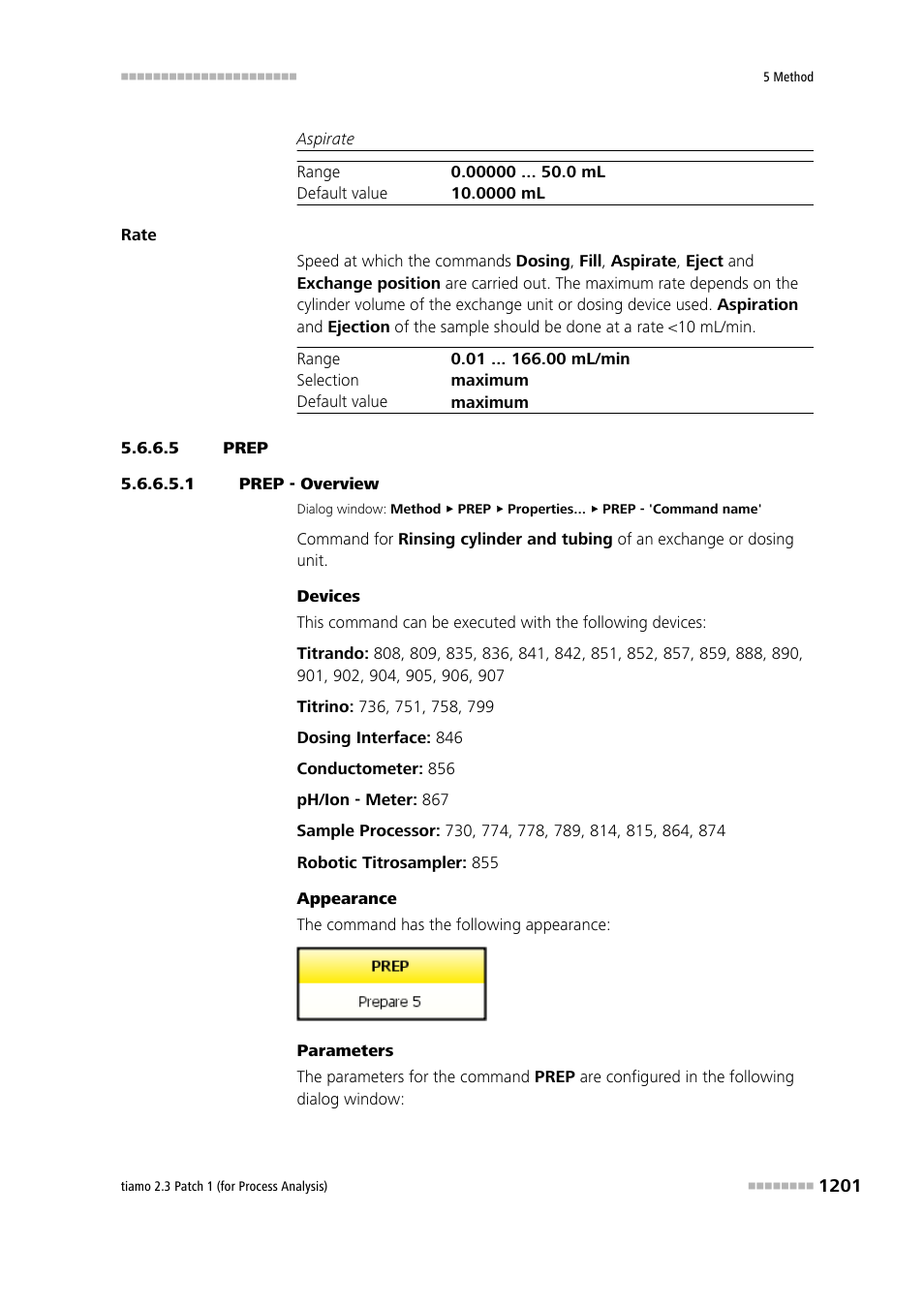 5 prep, 1 prep - overview, Prep | Metrohm tiamo 2.3 Patch 1 (process analysis) User Manual | Page 1217 / 1795
