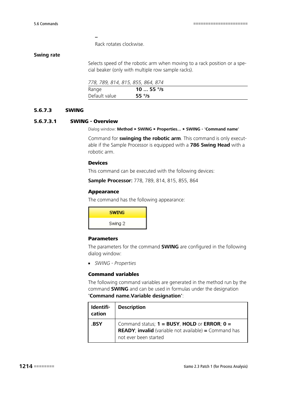 3 swing, 1 swing - overview, Swing | Metrohm tiamo 2.3 Patch 1 (process analysis) User Manual | Page 1230 / 1795
