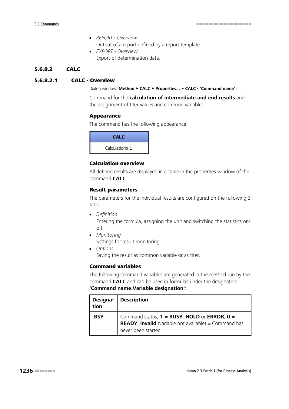 2 calc, 1 calc - overview, Calc | Metrohm tiamo 2.3 Patch 1 (process analysis) User Manual | Page 1252 / 1795