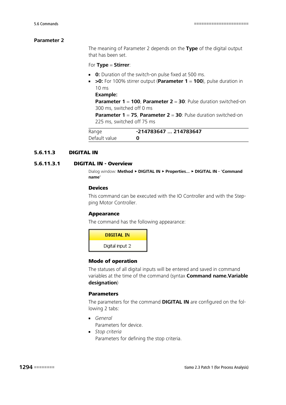 3 digital in, 1 digital in - overview, Digital in | Metrohm tiamo 2.3 Patch 1 (process analysis) User Manual | Page 1310 / 1795