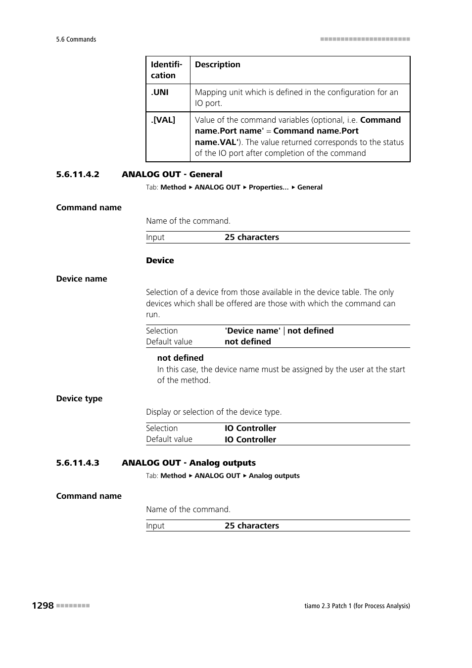 2 analog out - general, 3 analog out - analog outputs | Metrohm tiamo 2.3 Patch 1 (process analysis) User Manual | Page 1314 / 1795