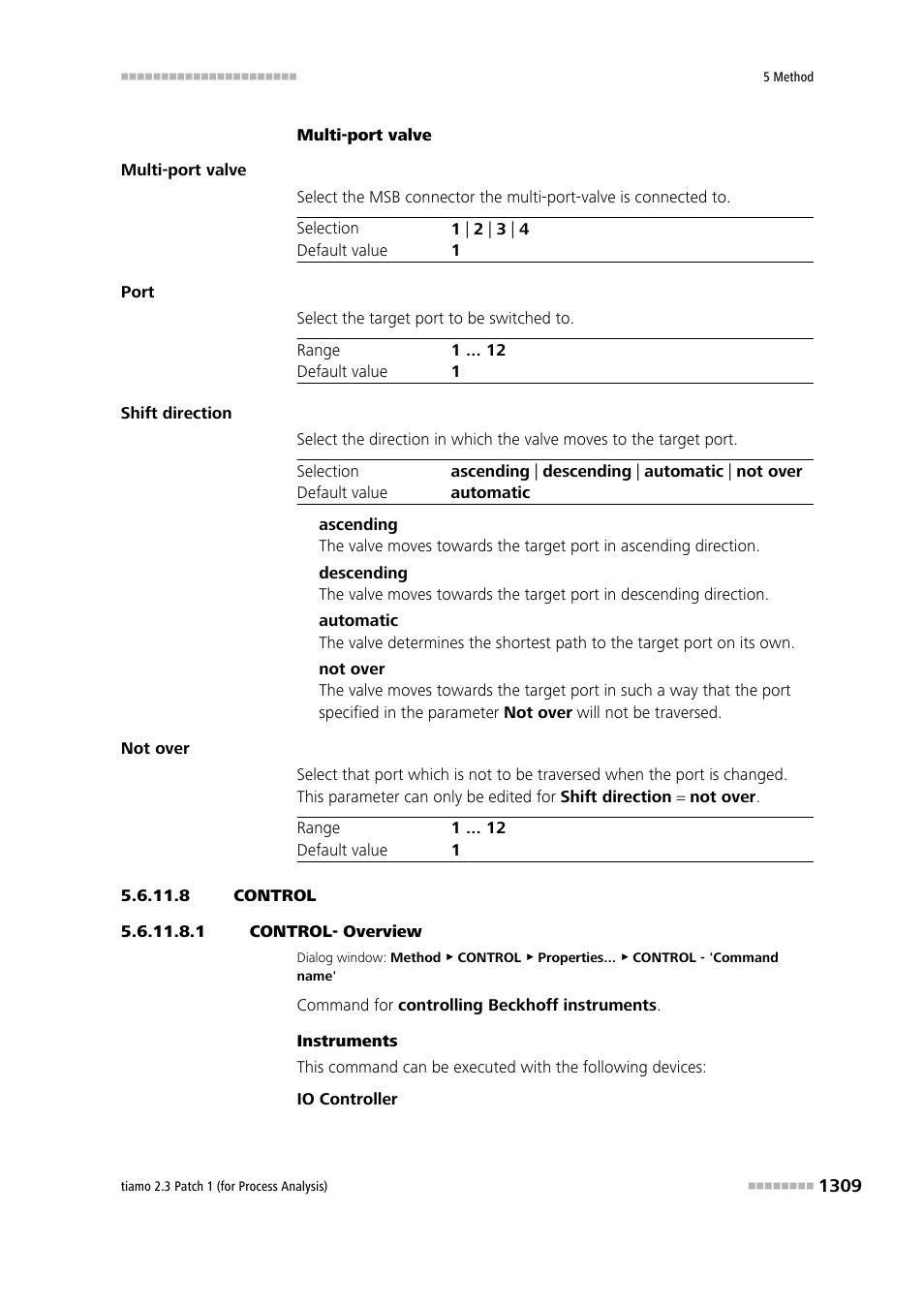 8 control, 1 control- overview, Control | Metrohm tiamo 2.3 Patch 1 (process analysis) User Manual | Page 1325 / 1795